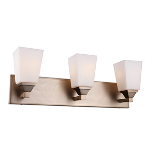 Woodbridge Lighting Berkley 3-Light Steel and Glass Bath Light in Brushed Brass