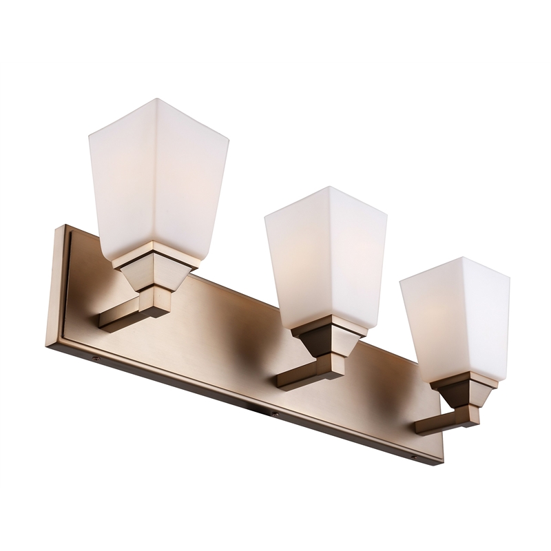 Woodbridge Lighting Berkley 3-Light Steel and Glass Bath Light in Brushed Brass