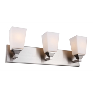 Woodbridge Lighting Berkley 3-Light Steel and Glass Bath Light in Satin Nickel