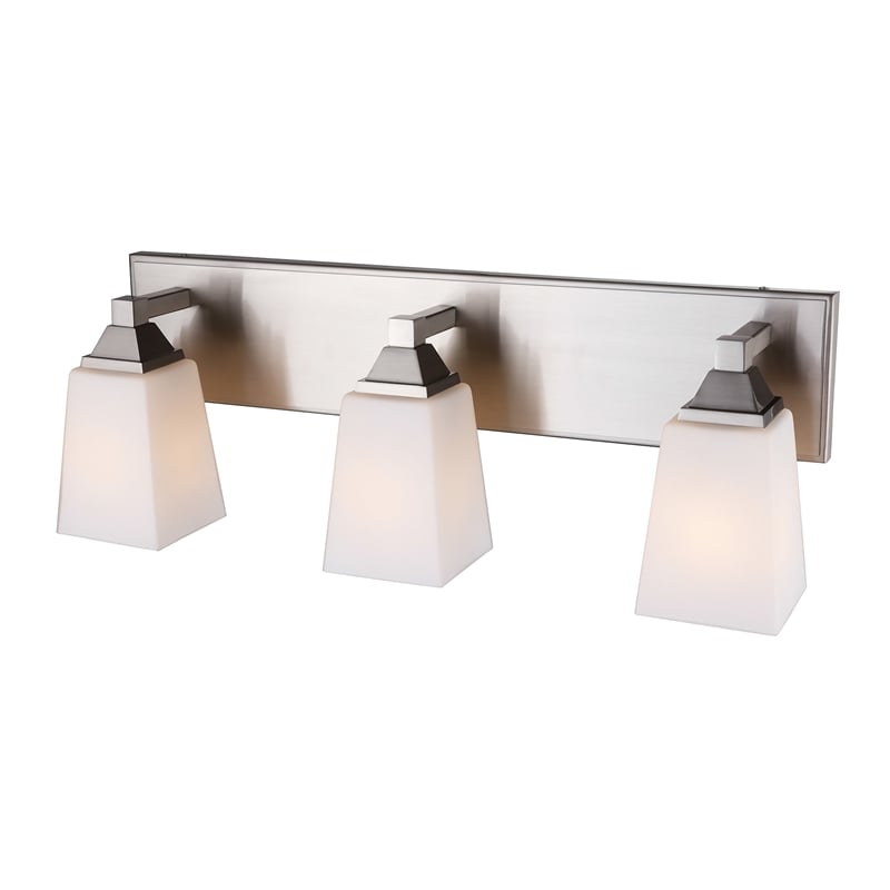 Woodbridge Lighting Berkley 3-Light Steel and Glass Bath Light in Satin Nickel