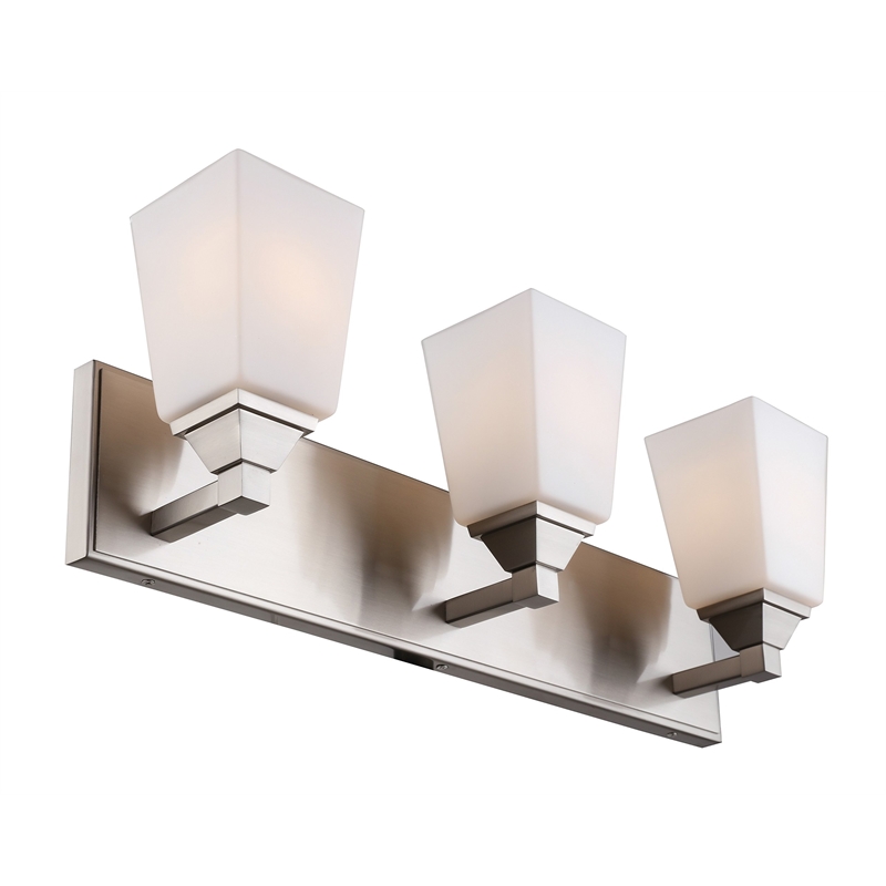 Woodbridge Lighting Berkley 3-Light Steel and Glass Bath Light in Satin Nickel