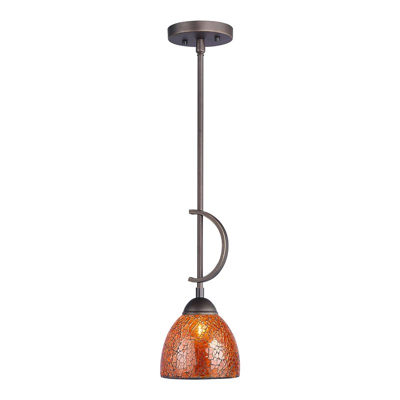 Woodbridge Lighting North Bay 1 Light Mini Pendant in Bronze/Mosaic Amber