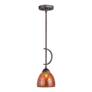Woodbridge Lighting North Bay 1 Light Mini Pendant in Bronze/Mosaic Amber