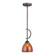 Woodbridge Lighting North Bay 1 Light Mini Pendant in Bronze/Mosaic Amber