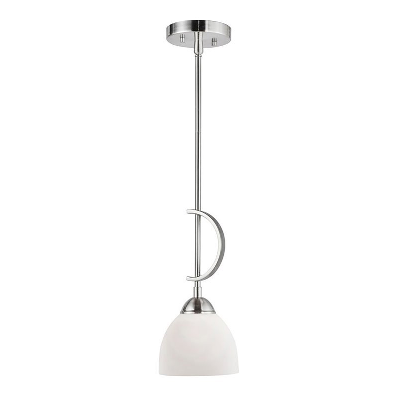 Woodbridge Lighting North Bay 1 Light Mini Pendant in Satin Nickel/Opal
