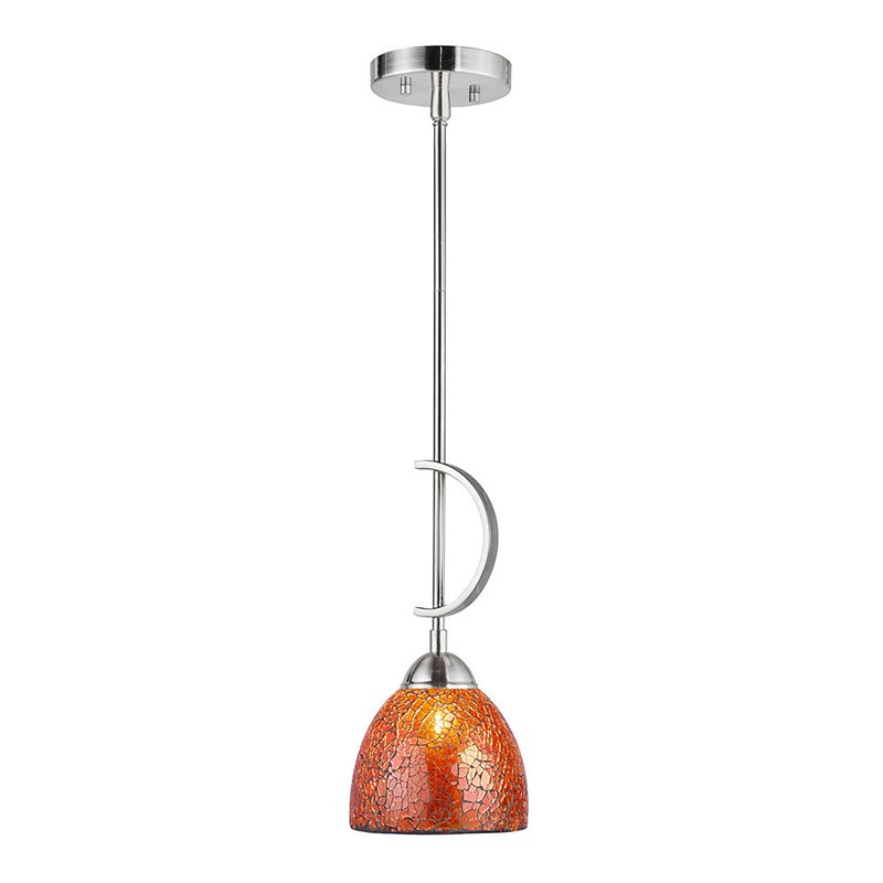 Woodbridge Lighting North Bay 1 Light Mini Pendant in Satin Nickel/Mosaic Amber
