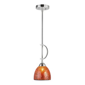 Woodbridge Lighting North Bay 1 Light Mini Pendant in Satin Nickel/Mosaic Amber