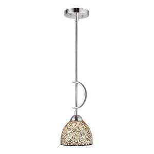 Woodbridge Lighting North Bay 1 Light Mini Pendant in Satin Nickel/Mosaic