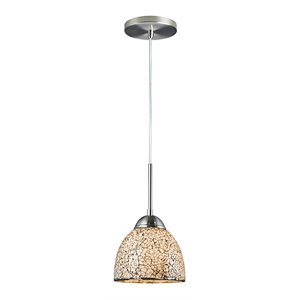 Woodbridge Lighting North Bay Bell Mini pendant in Satin Nickel/Mosaic White