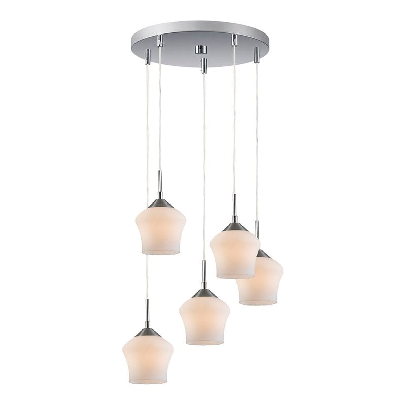 Woodbridge Lighting Belmont 5-Light Steel Metal Mini Pendant in Satin Nickel