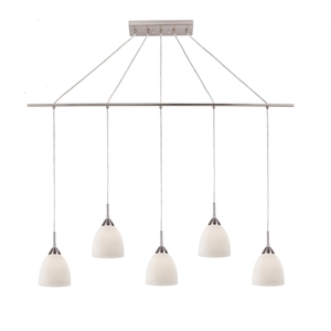 Woodbridge Lighting Hampton Ridge 5-Light Linear Pendant in Satin Nickel/Opal
