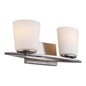 Woodbridge Lighting Meridian 2-Light Steel and Glass Bath Light in Satin Nickel