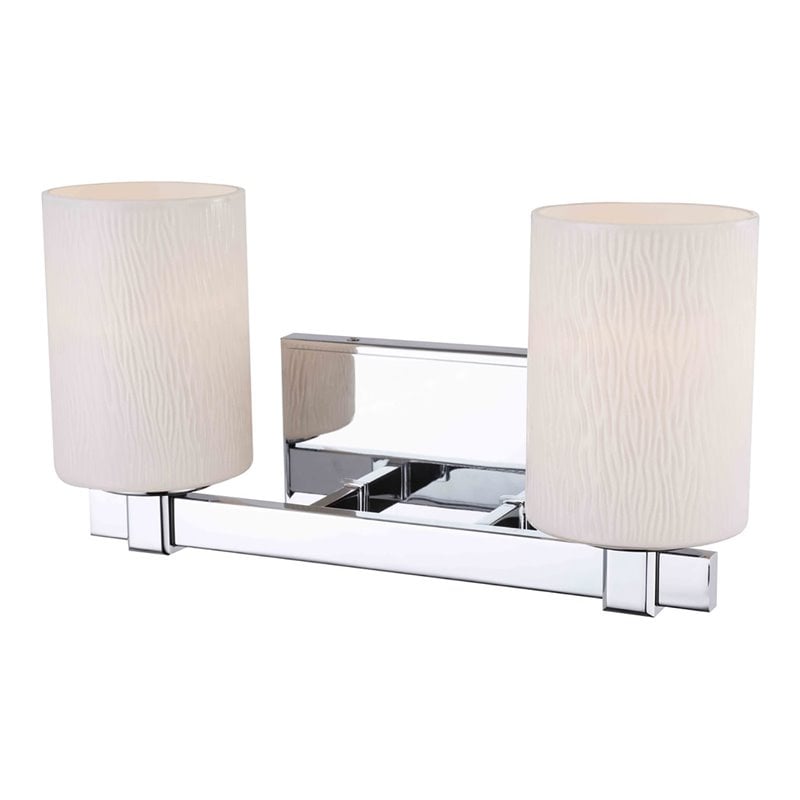 Woodbridge Lighting Salina 2-Light Steel and Glass Bath Light in Chrome