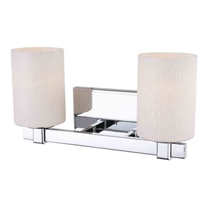 Woodbridge Lighting Salina 2-Light Steel and Glass Bath Light in Chrome