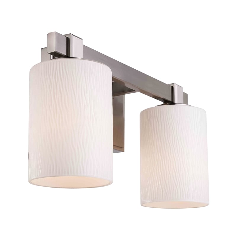 Woodbridge Lighting Salina 2-Light Steel and Glass Bath Light in Satin Nickel