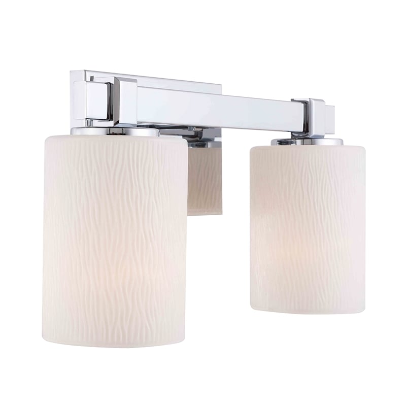 Woodbridge Lighting Salina 2-Light Steel and Glass Bath Light in Satin Nickel