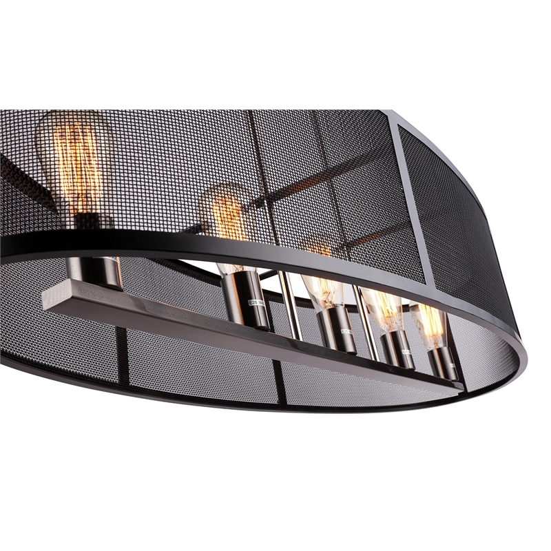 Woodbridge Lighting Drake 5-Light ST64 Linear Pendant in Antique Nickel/Black