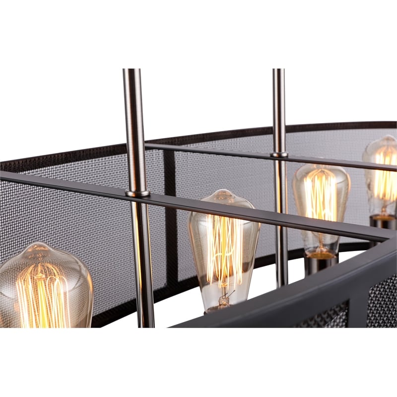 Woodbridge Lighting Drake 5-Light ST64 Linear Pendant in Antique Nickel/Black