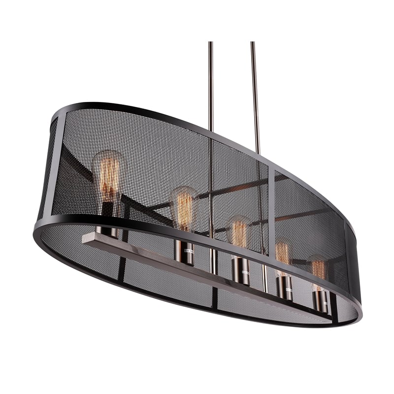 Woodbridge Lighting Drake 5-Light ST64 Linear Pendant in Antique Nickel/Black