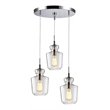 Woodbridge Lighting Sonya 3-Light Jar Glass Cluster Pendant in Chrome