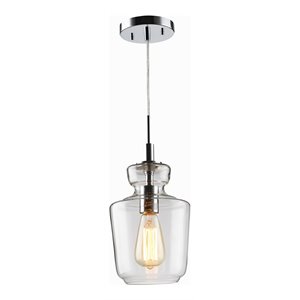 Woodbridge Lighting Sonya 1 Light Jar Glass Mini Pendant in Chrome