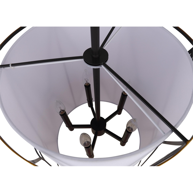 Woodbridge Lighting Regan 5-Light Steel and Fabric Foyer in Bronze