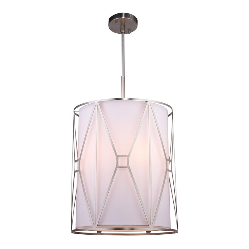 Woodbridge Lighting Regan 5-Light Steel and Fabric Foyer in Satin Nickel