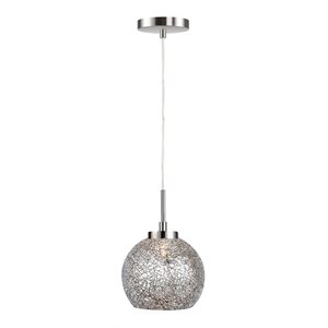 woodbridge lighting elliptic ball 1 light mini pendant in nickel/mosaic mirror