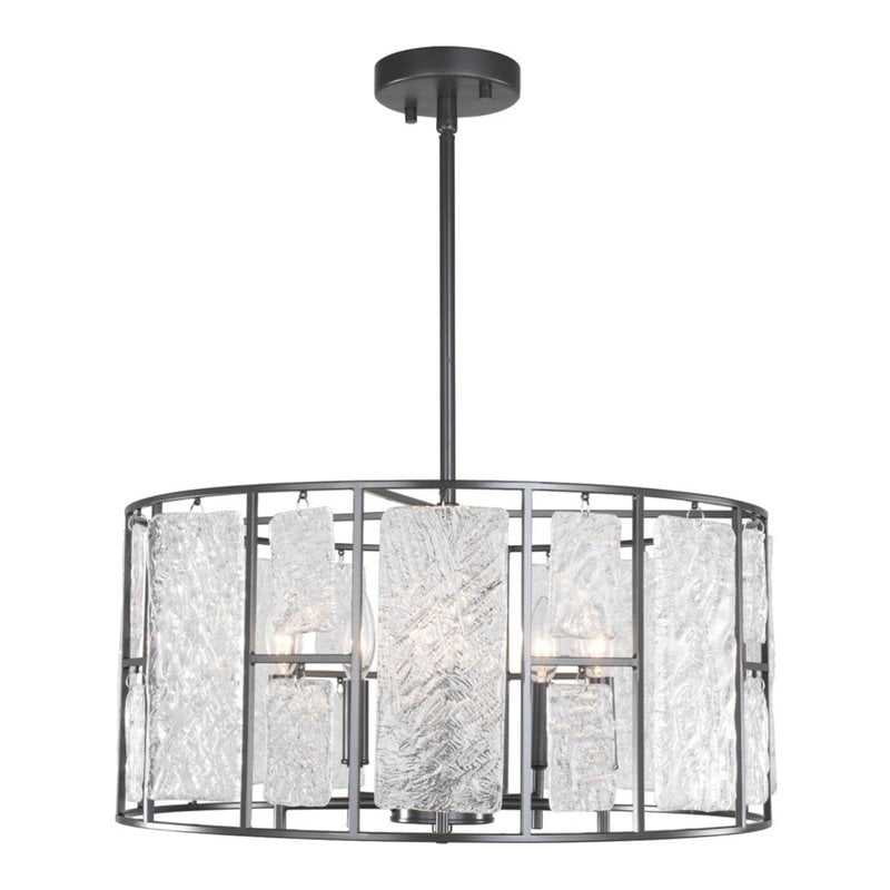 Woodbridge Lighting Jasmine 5-Light Steel and Glass Dining Pendant in Bronze