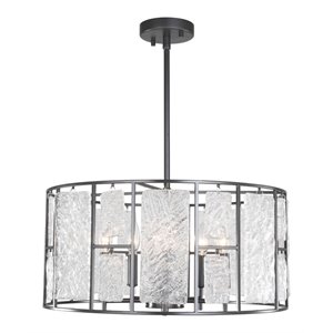 Woodbridge Lighting Jasmine 5-Light Steel and Glass Dining Pendant in Bronze