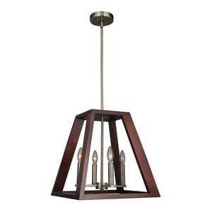 Woodbridge Lighting Walden Steel and Solid Wood Pendant in Brass