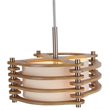 Woodbridge Lighting Steps 3-Light Wood & Fabric Pendant in Satin Nickel/Ash