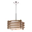 Woodbridge Lighting Steps 3-Light Wood & Fabric Pendant in Satin Nickel/Ash