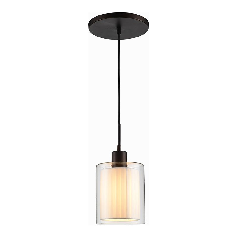 Woodbridge Lighting Alaina 1 Light Mini Pendant in Bronze Off White Pleated