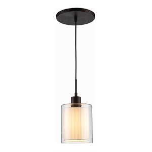 Woodbridge Lighting Alaina 1 Light Mini Pendant in Bronze Off White Pleated