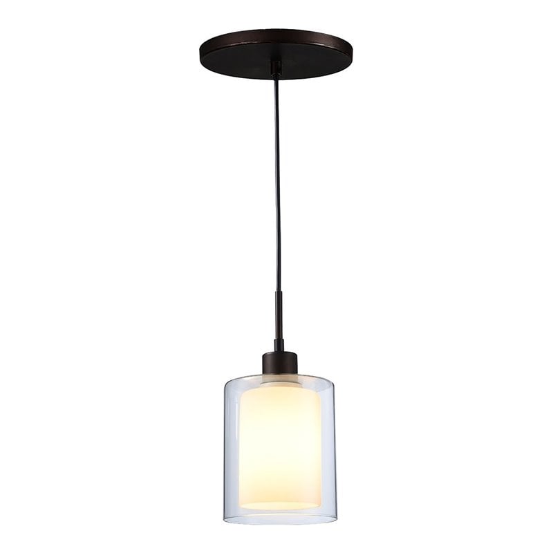 Woodbridge Lighting Alaina 1 Light Mini Pendant in Bronze/Opal Glass