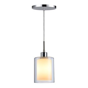 woodbridge lighting alaina 1 light mini pendant in chrome/opal glass