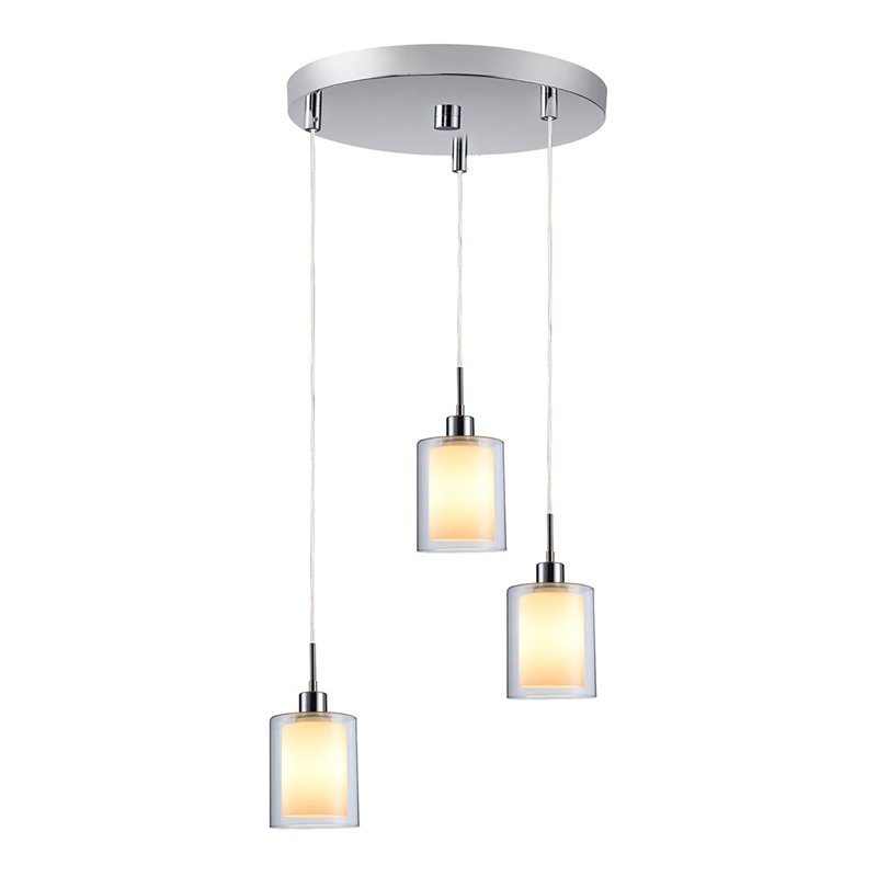 Woodbridge Lighting Alaina 3-Light Mini Pendant in Chrome/Opal Glass