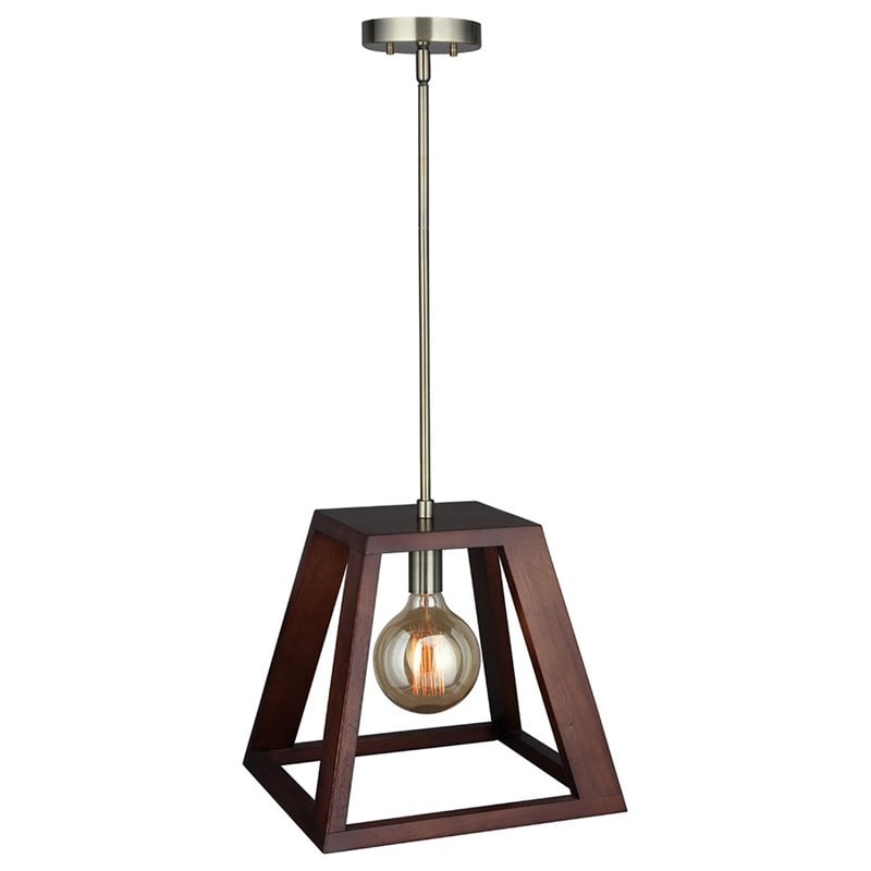 Woodbridge Lighting Walden Wood Mini Pendant with G125 Bulb in Brass