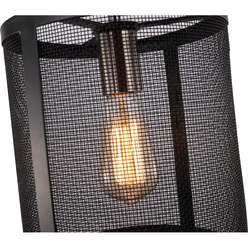 Woodbridge Lighting Drake Mid Pendant with ST64 Bulb in Antique Nickel/Black