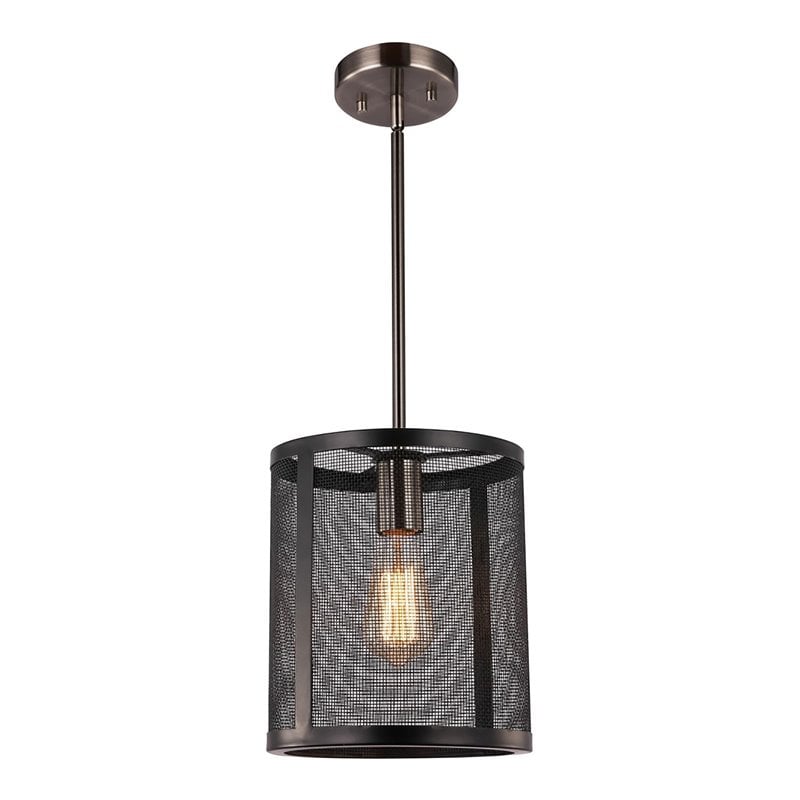 Woodbridge Lighting Drake Mid Pendant with ST64 Bulb in Antique Nickel/Black