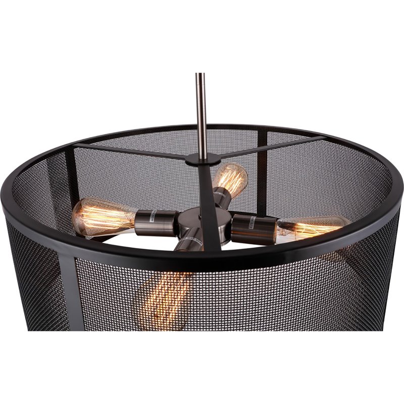 Woodbridge Lighting Drake 4-Light Pendant with ST64 Bulb in Antique Nickel/Black