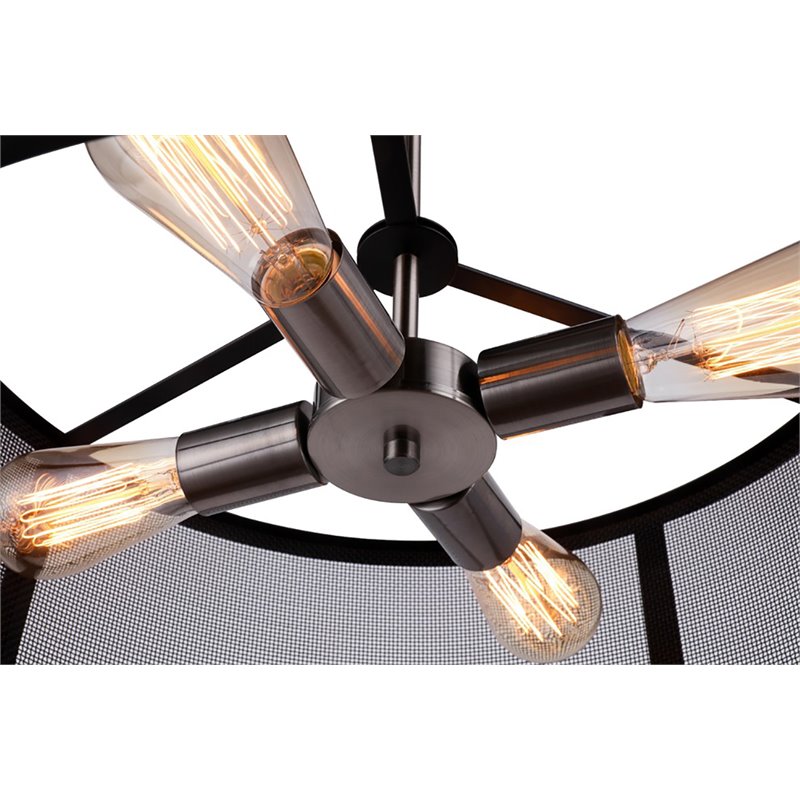 Woodbridge Lighting Drake 4-Light Pendant with ST64 Bulb in Antique Nickel/Black