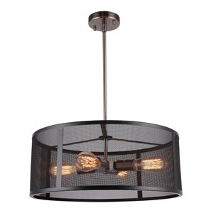 Woodbridge Lighting Drake 4-Light Pendant with ST64 Bulb in Antique Nickel/Black