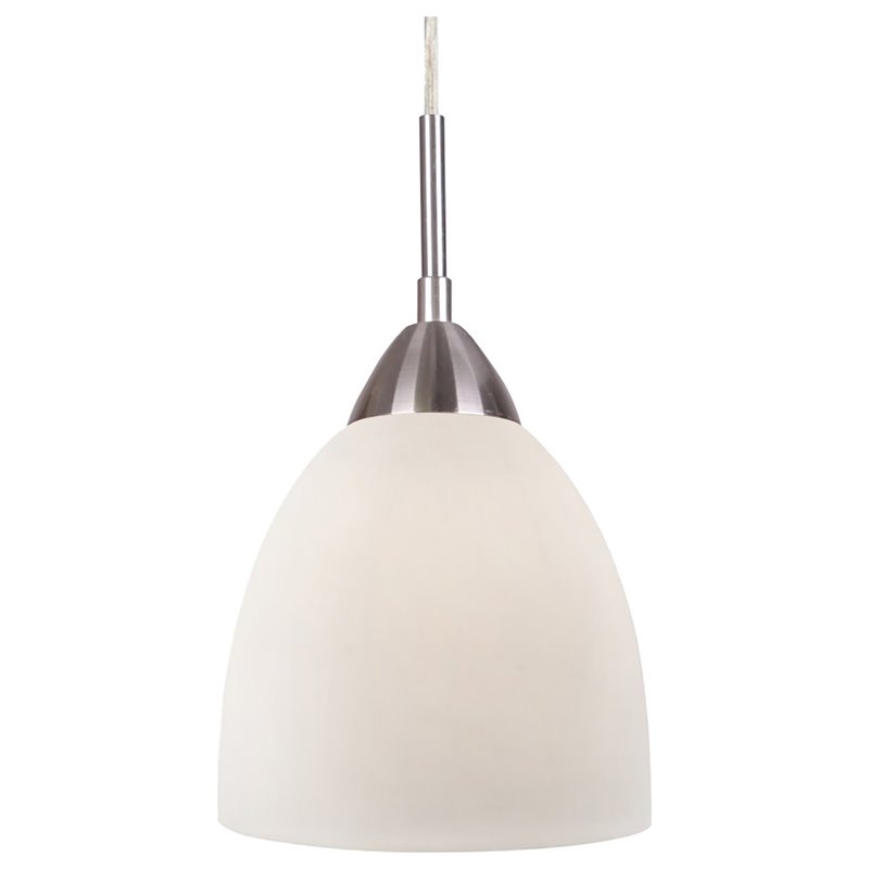 Woodbridge Lighting Hampton Ridge Mini Pendant in Satin Nickel/Opal Glass