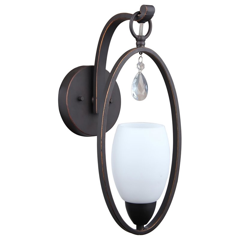 Woodbridge Lighting Olivia 1 Light Steel/Glass Wall Sconce in Bronze/Opal