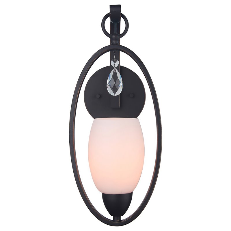 Woodbridge Lighting Olivia 1 Light Steel/Glass Wall Sconce in Bronze/Opal