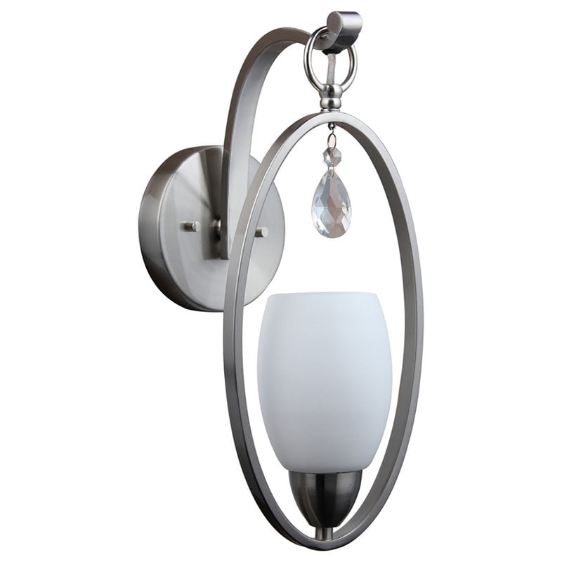 Woodbridge Lighting Olivia 1 Light Steel/Glass Wall Sconce in Satin Nickel/Opal