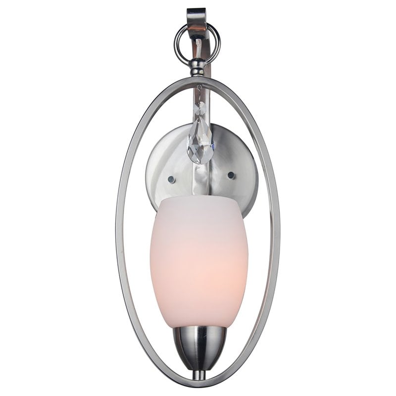 Woodbridge Lighting Olivia 1 Light Steel/Glass Wall Sconce in Satin Nickel/Opal