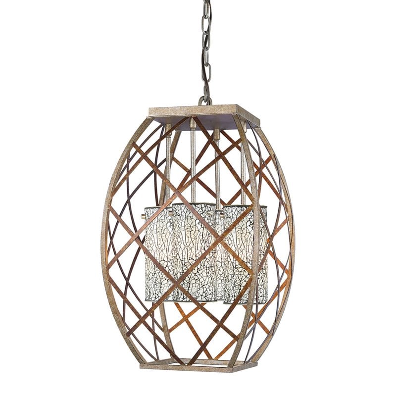 Woodbridge Lighting Metal Braid 4-Light Foyer Light in Gray/White